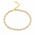 925 sterling silver gold plated floral cubic zirconia bracelet with adjustable chain