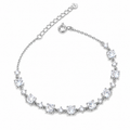 925 sterling silver bracelet with square-cut and round cubic zirconia stones