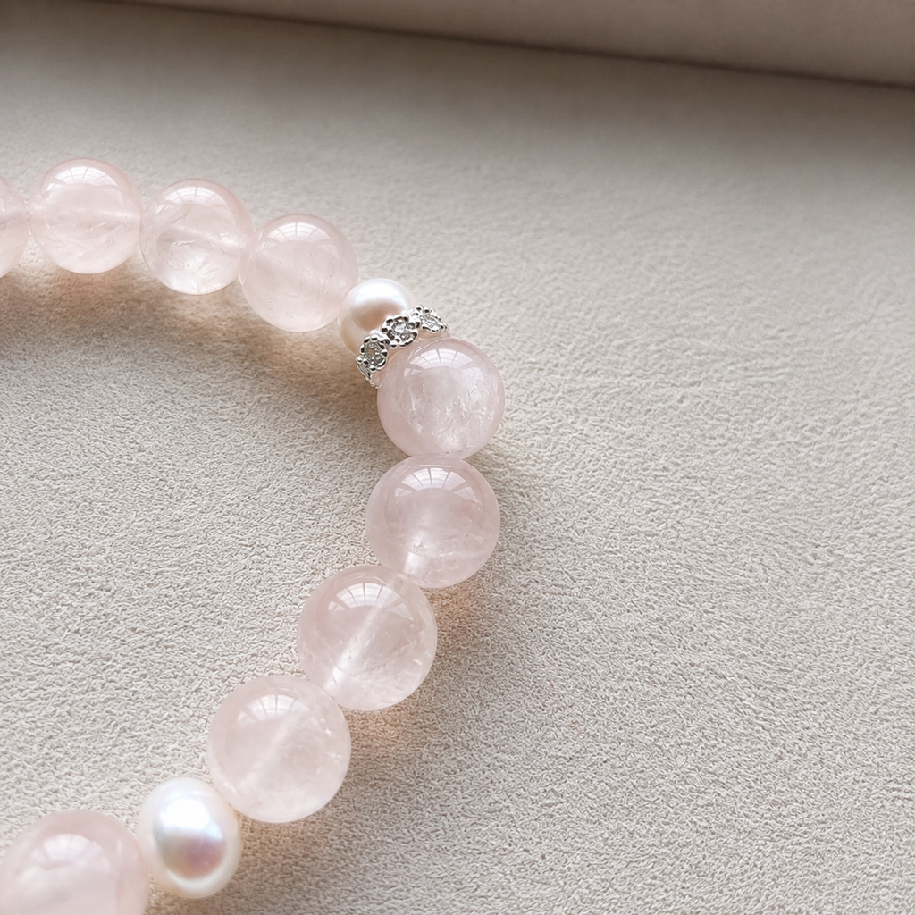 Rose Quartz & Freshwater Pearl Bracelet