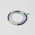 Layered bracelet with aquamarine, lapis lazuli, freshwater pearls and silver accents