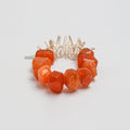 Handcrafted carnelian and elongated freshwater pearl statement bracelet