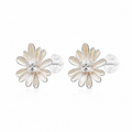 Daisy Bloom stud earrings in 925 sterling silver with soft iridescent petals and sparkling centre stones
