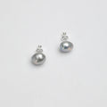 Grey baroque freshwater pearl stud earrings with silver-tone posts and backs